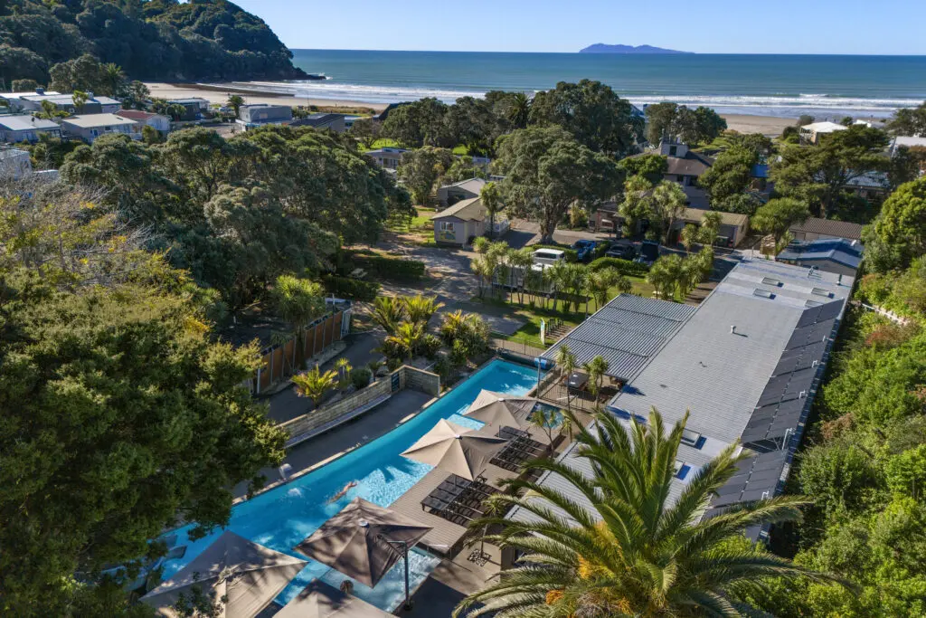 Aerial of Tasman Holiday Parks – Waihi Beach